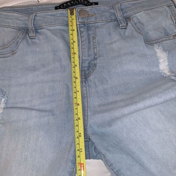 Tinseltown Denim Couture High Rise Distressed Light Wash Women’s Shorts Size 9 - Picture 4 of 13